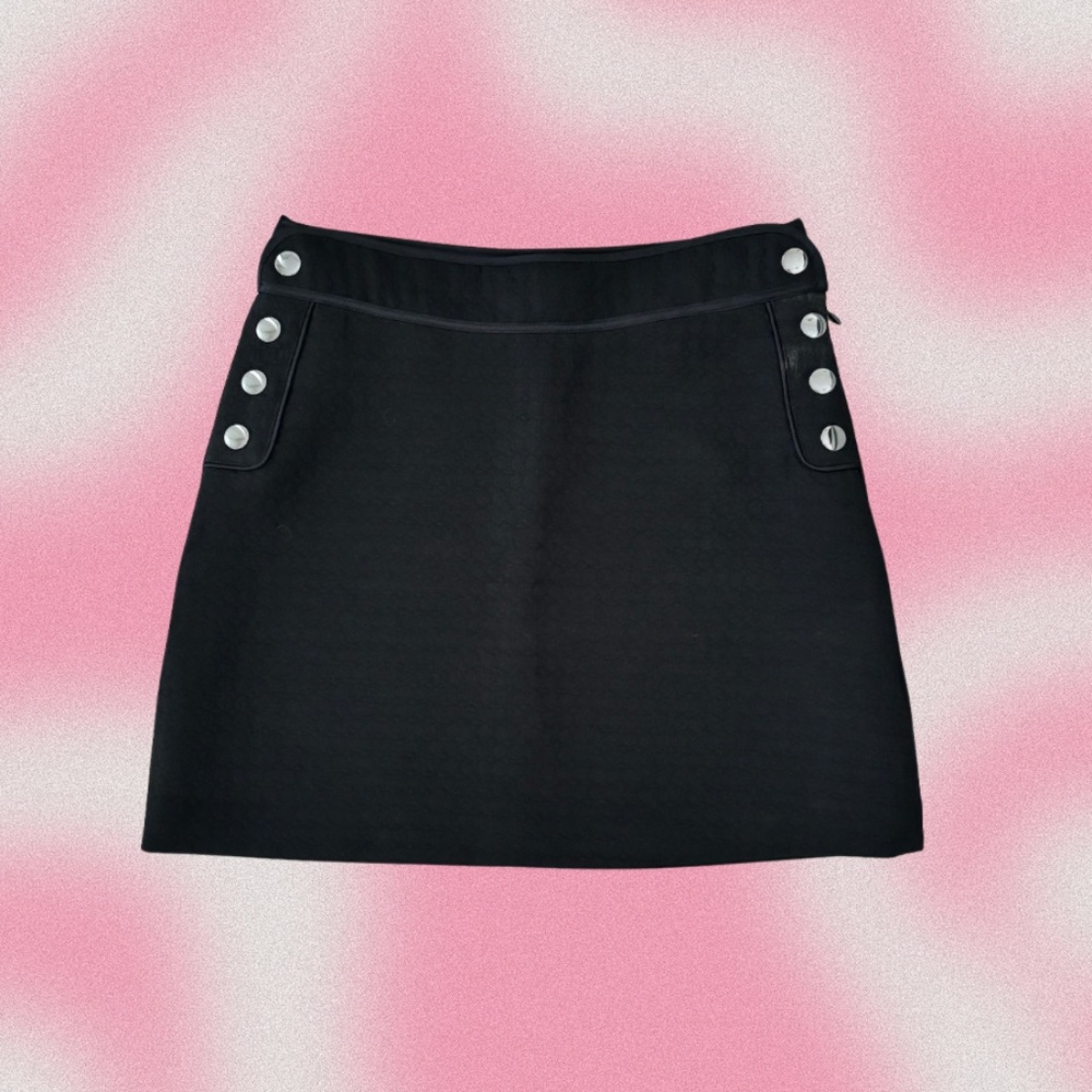 Jacob Black Textured A-Line Mini Skirt - Size 0 - Studded Waist Detail